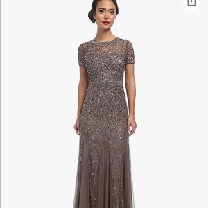 Adrianna Papell Women’s Short Sleeve Mesh Gown